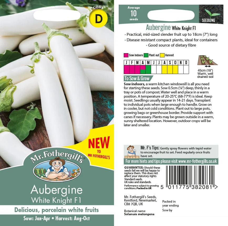 Aubergine White Knight F1 Vegetable Seeds - Image 2