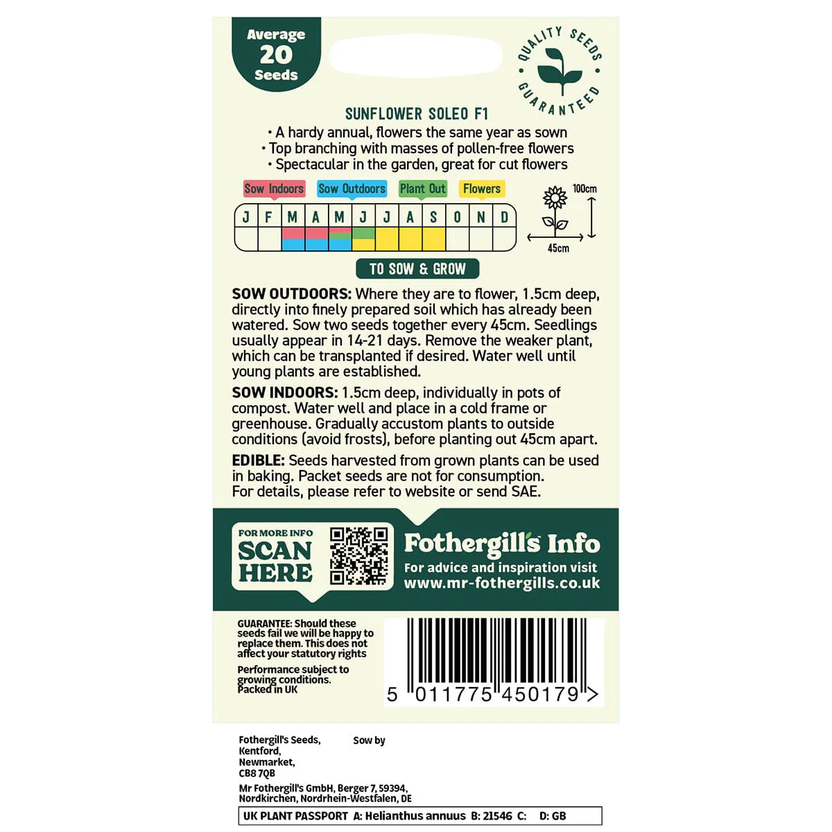 Oh Sow Simple - Sunflower Pollen Free Flower Seeds - Image 2