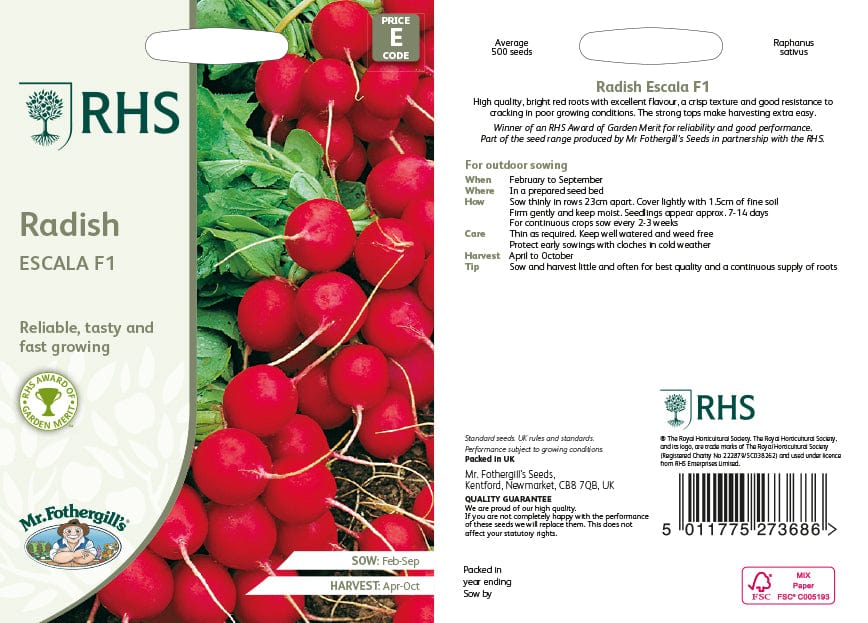 RHS Radish Escala F1 Seeds - Image 2